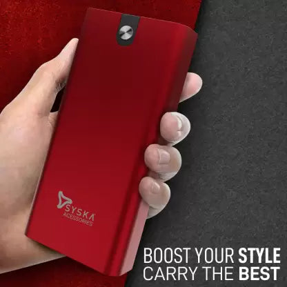 Syska 20000 mAh Power Bank (18 W, Fast Charging) (Blazing Red, Lithium Polymer)#JustHere Syska 20000 mAh Power Bank (18 W, Fast Charging) (Blazing Red, Lithium Polymer)#JustHere